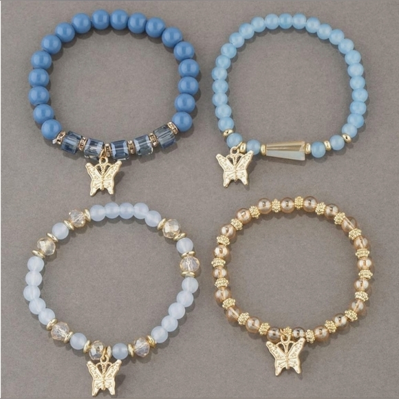 Butterfly Stacked Stretchy Bracelets - Picture 4 of 5